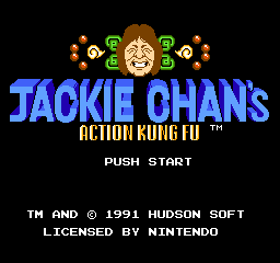 Jackie Chan's Action Kung Fu title screen for NES